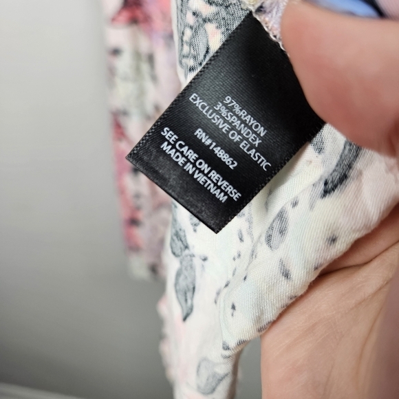 Torrid Mini Challis Smocked Skater Dress Pink Floral Butterfly 0 - Picture 5 of 9